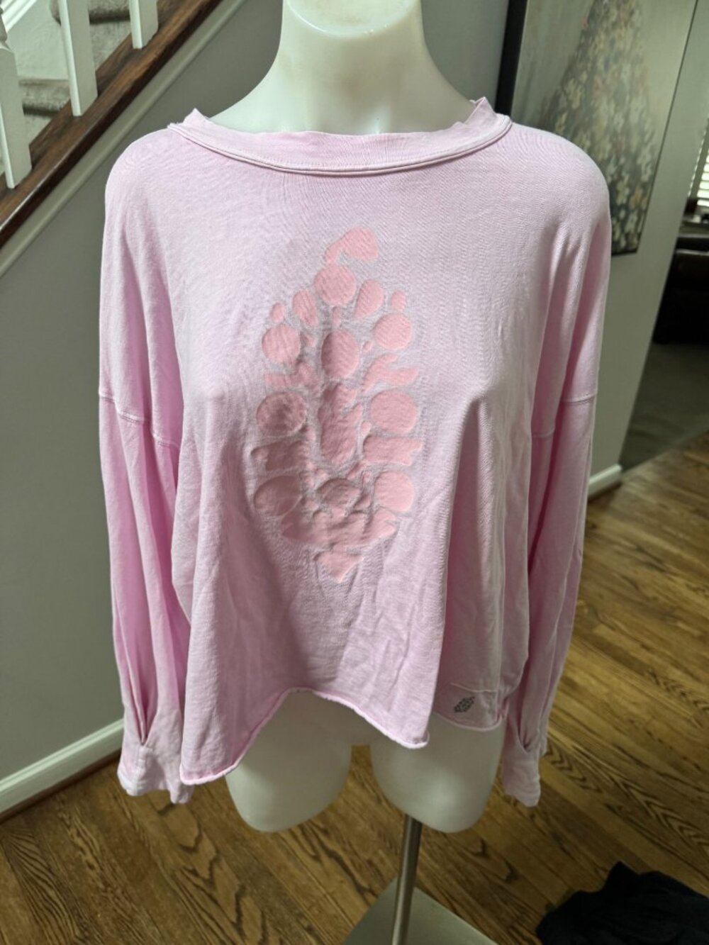 Free People FP Movement Inspire Layer Long-Sleeve Top Tee Printed Pink Large